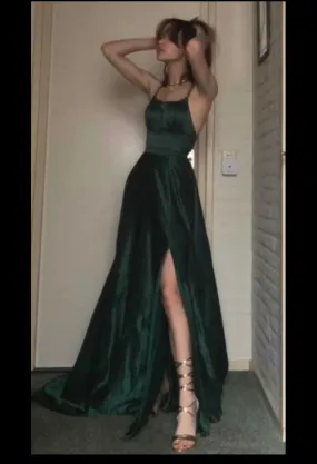 kamahe Dark Green Long Prom Dresses, Formal Party Dress, Graduation Gowns