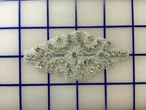 Applique - Silver/Crystal Beaded Iron-On Close-Out