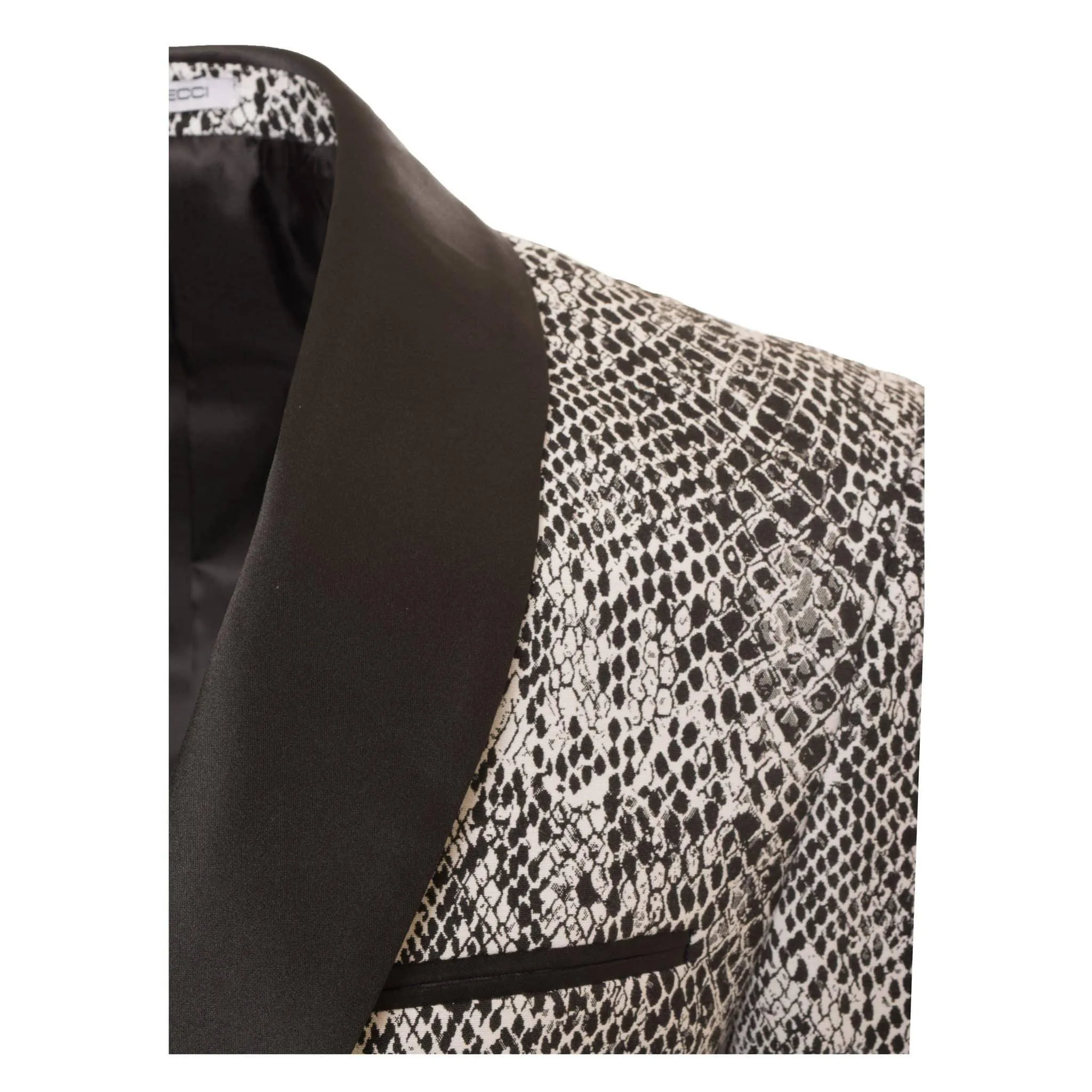 Ash Black and White Snake Skin Tuxedo Blazer