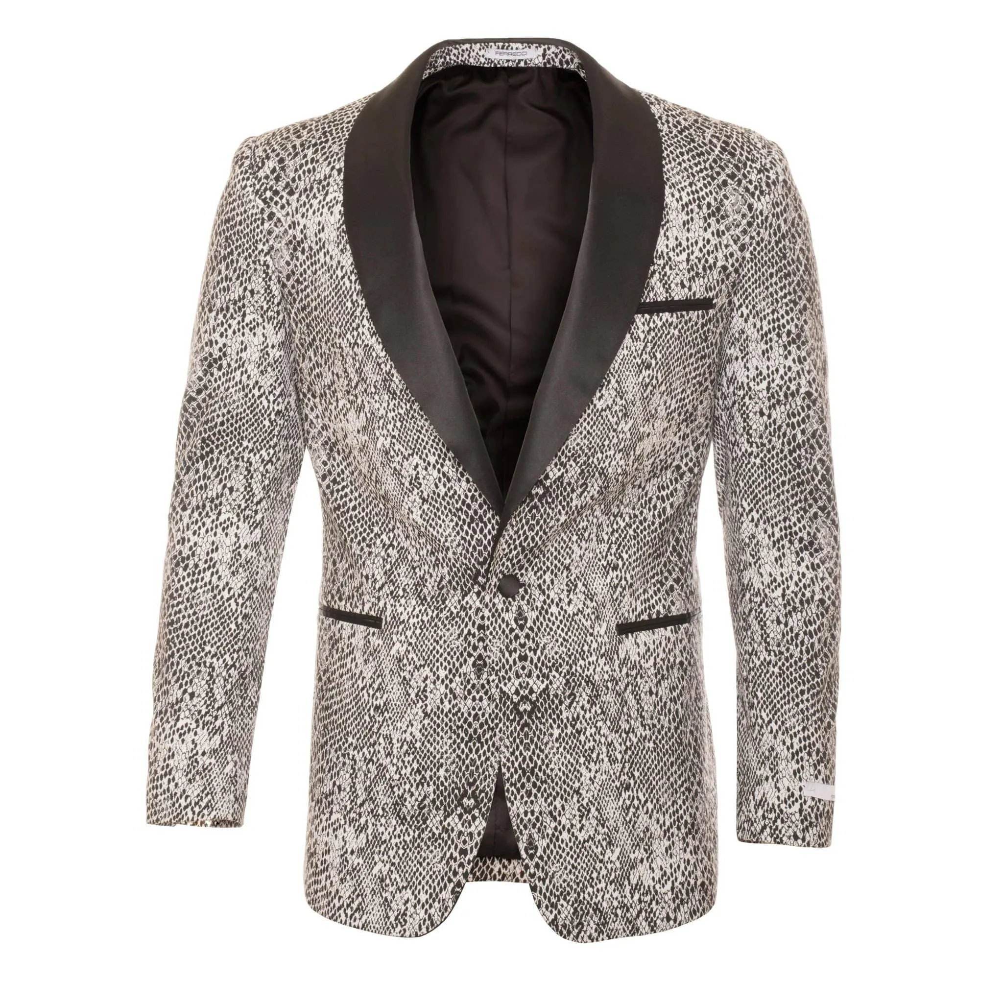 Ash Black and White Snake Skin Tuxedo Blazer