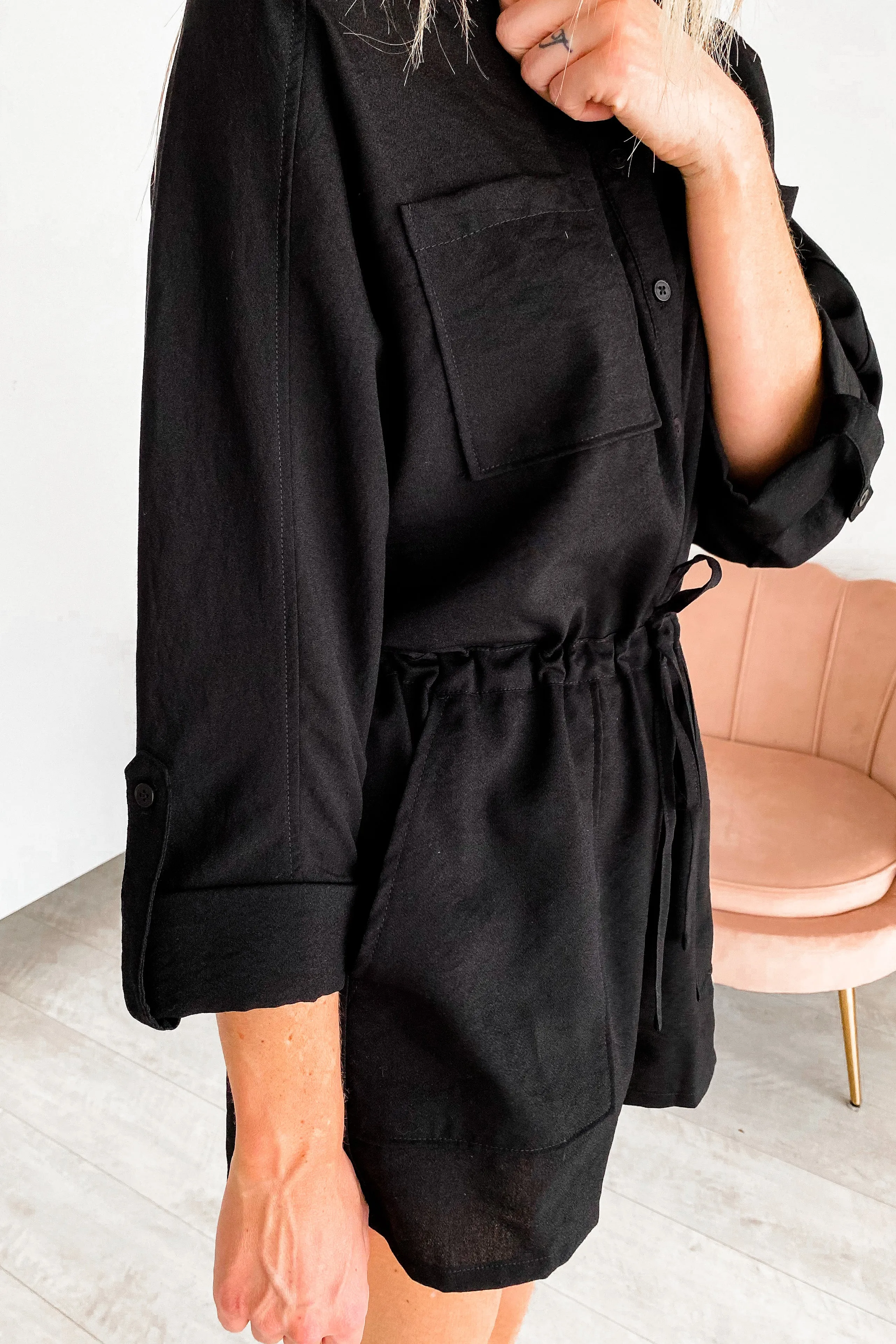 Ashlyn Black Tie Waist Romper