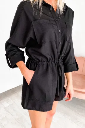 Ashlyn Black Tie Waist Romper