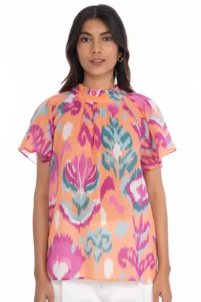 Banjanan - Joyful Top in ikat Floral Spice