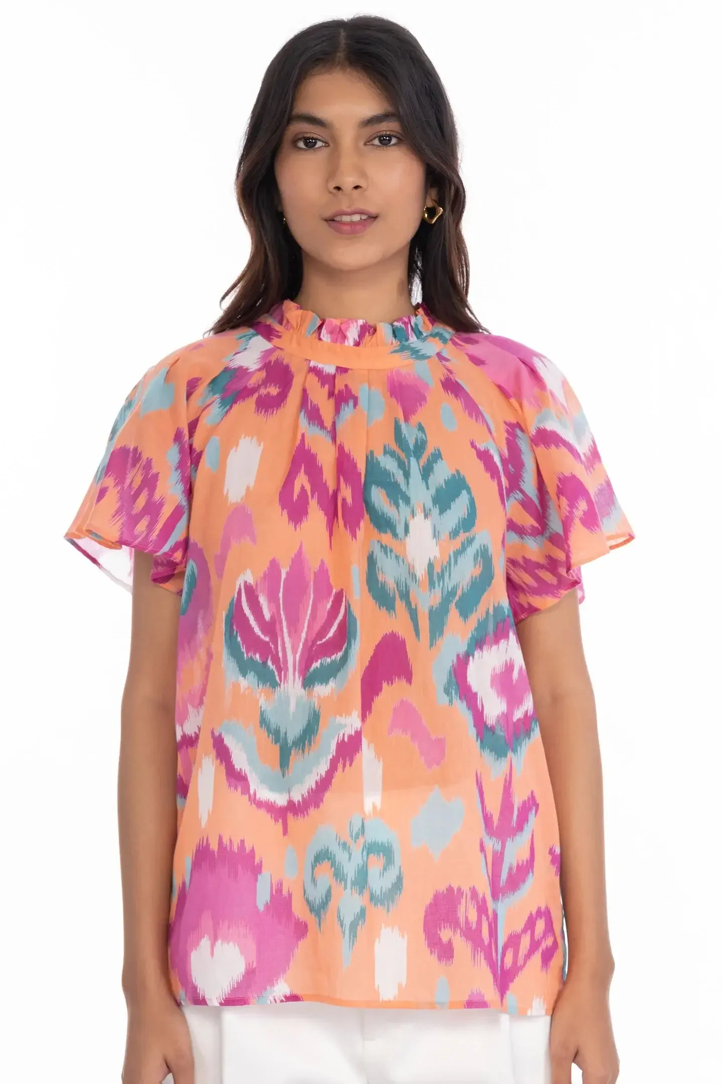 Banjanan - Joyful Top in ikat Floral Spice