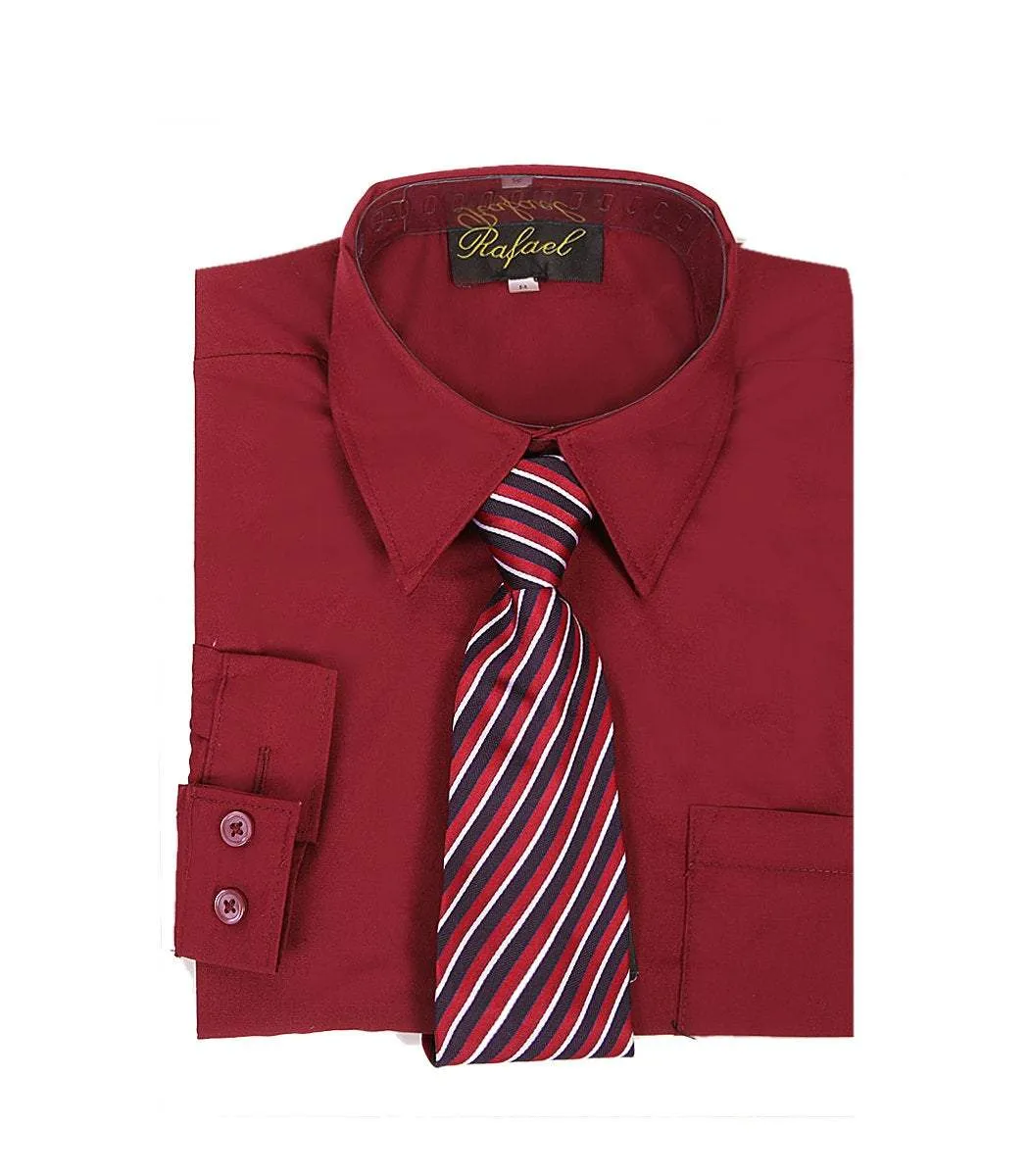 Boys Burgundy Formal Dress Shirt and Tie