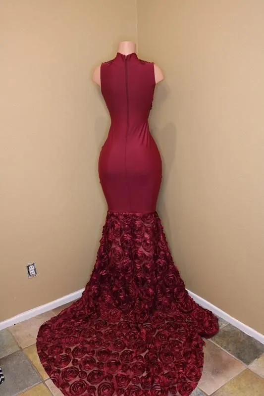 Burgundy Mermaid Prom Dress Long Evening Gowns,DP0221