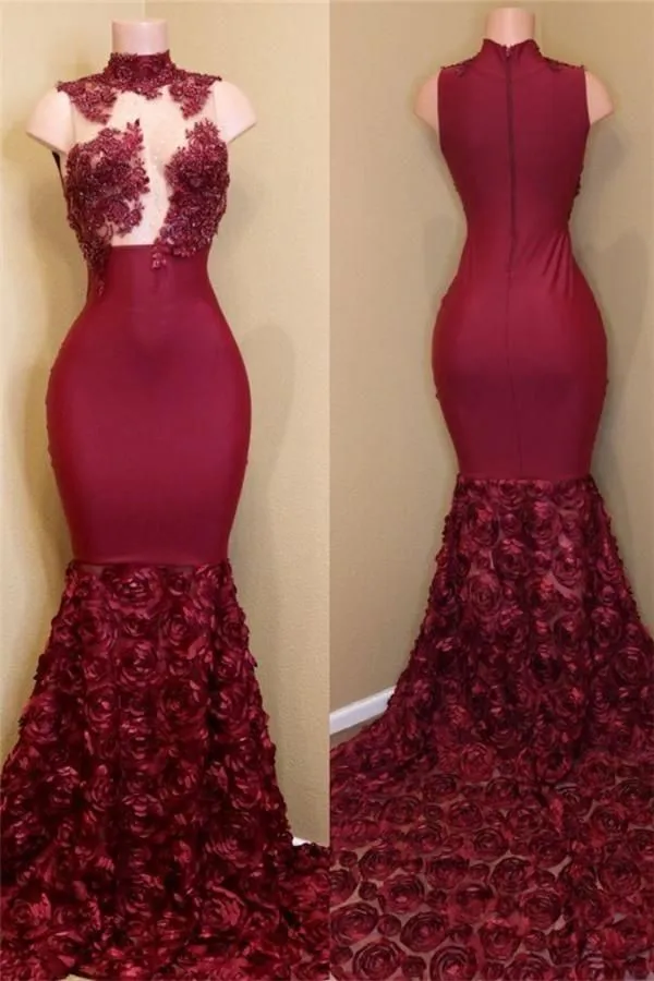 Burgundy Mermaid Prom Dress Long Evening Gowns,DP0221