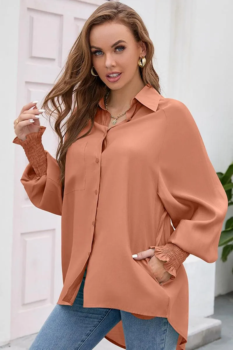 BUTTON DOWN BASIC SIMPLE DAILY BLOUSE