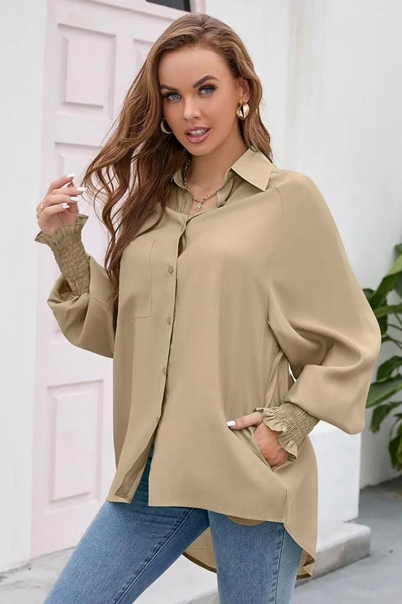 BUTTON DOWN BASIC SIMPLE DAILY BLOUSE