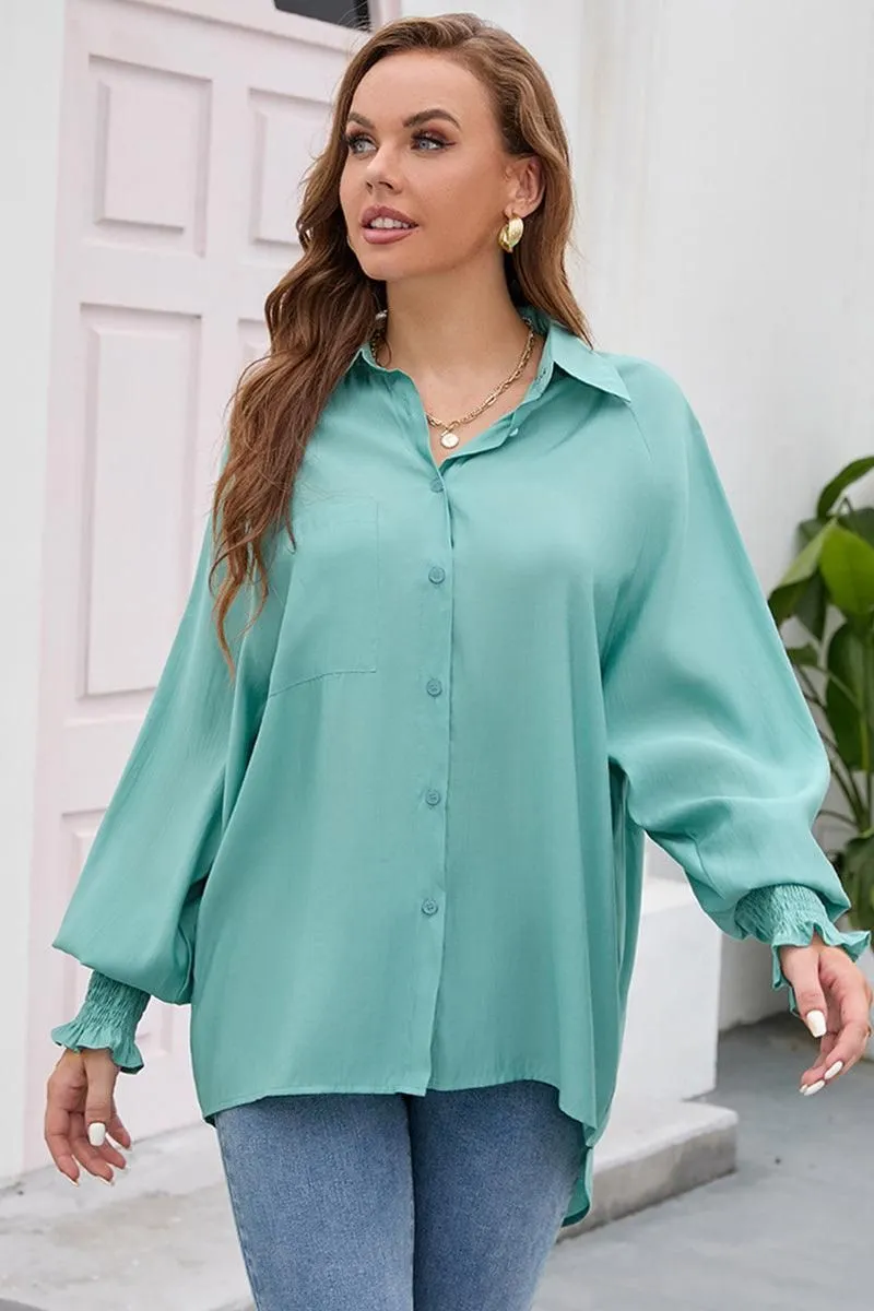 BUTTON DOWN BASIC SIMPLE DAILY BLOUSE