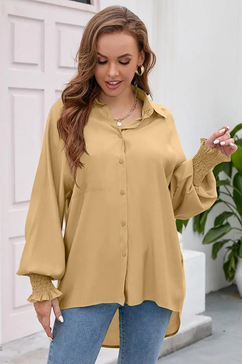 BUTTON DOWN BASIC SIMPLE DAILY BLOUSE