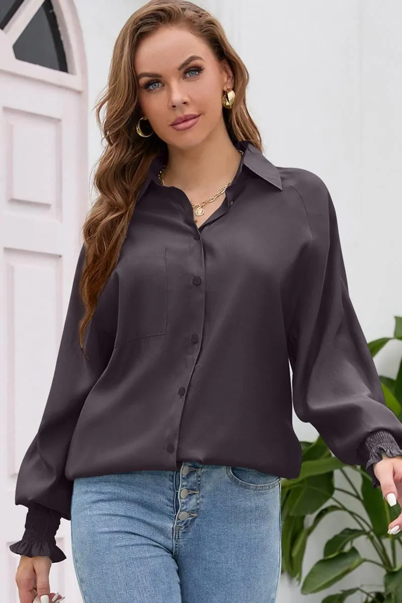 BUTTON DOWN BASIC SIMPLE DAILY BLOUSE