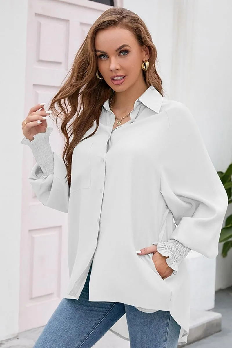 BUTTON DOWN BASIC SIMPLE DAILY BLOUSE