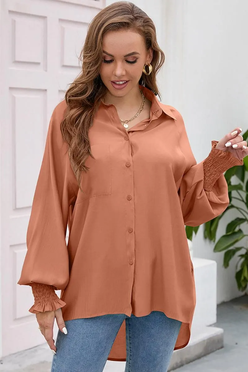 BUTTON DOWN BASIC SIMPLE DAILY BLOUSE