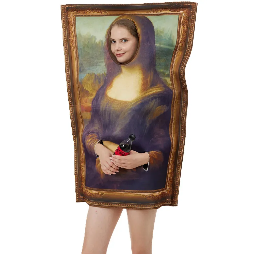 Cosplay Funny Mural Chic Frock Classic Sponge Carnival Mona Lisa Outfit