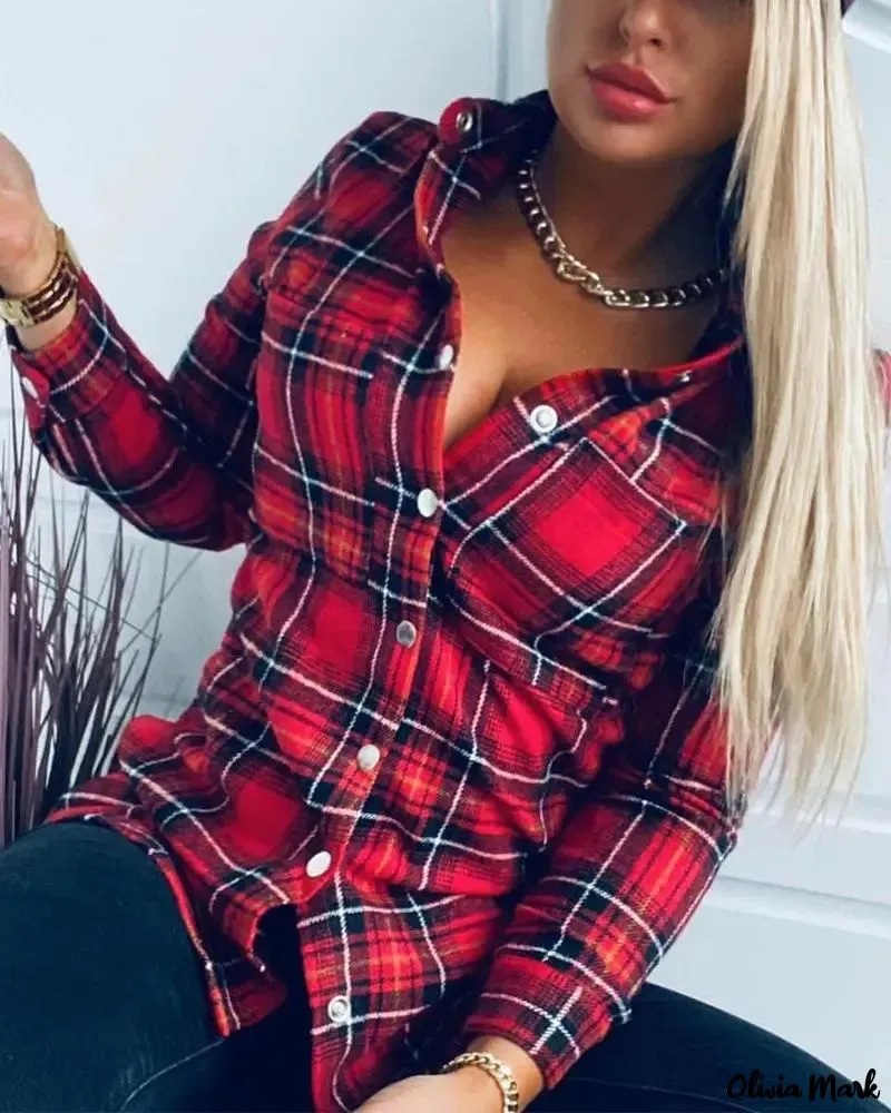 Deanwangkt - Long Sleeve Plaid Button-Up Shirt