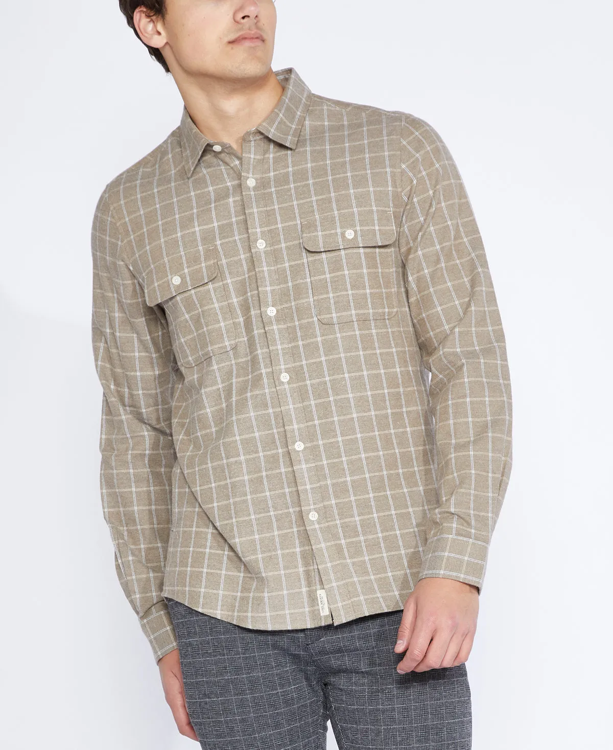 Enzo Flannel Shirt (Heather Taupe)