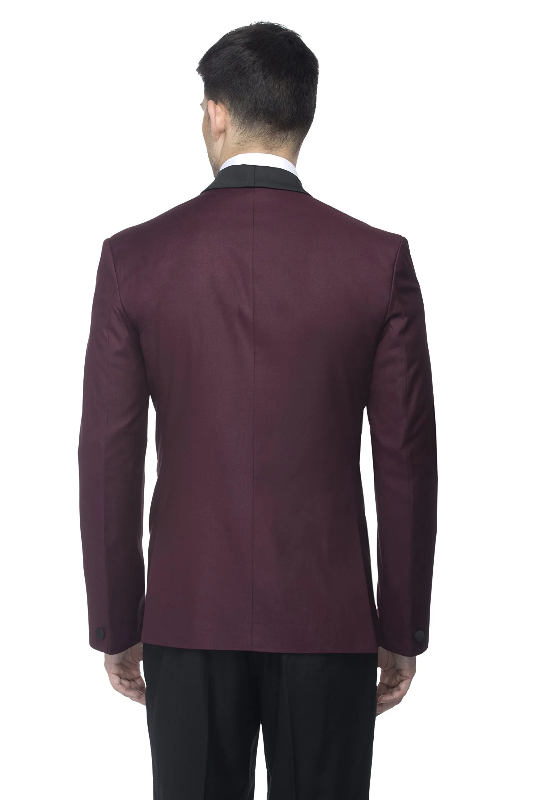 FAVOROSKI Designer Men's Slim Italian Fit Shawl Collar Single Breasted Tuxedo Suit Blazer, Wine (FBL161121-WINE-XL)