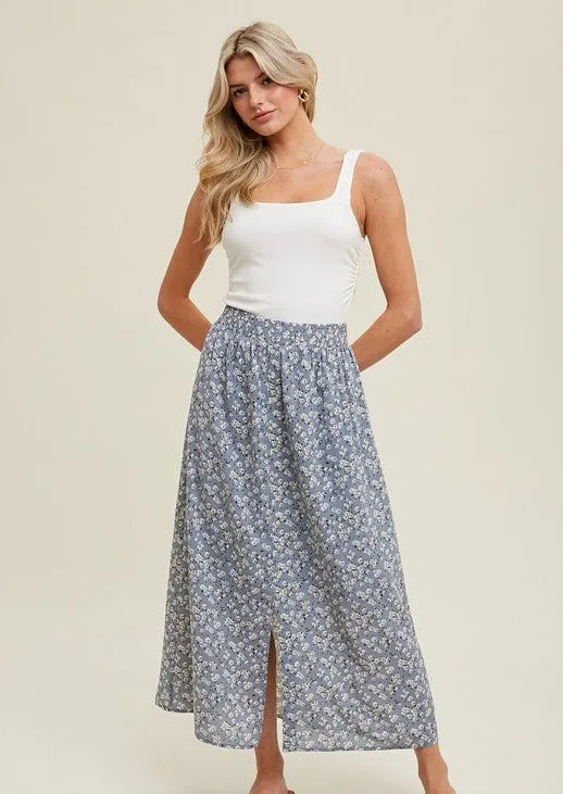 FINAL SALE - Fresh Bouquets Floral Button Skirts - 2 Colors!