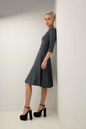 Flared Business Dress with 3/4 Sleeves