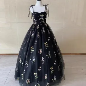 kamahe Luxury Floral Embroidery Long Black Prom Evening Dresses Women Summer Party Formal Occasions Reception Dress