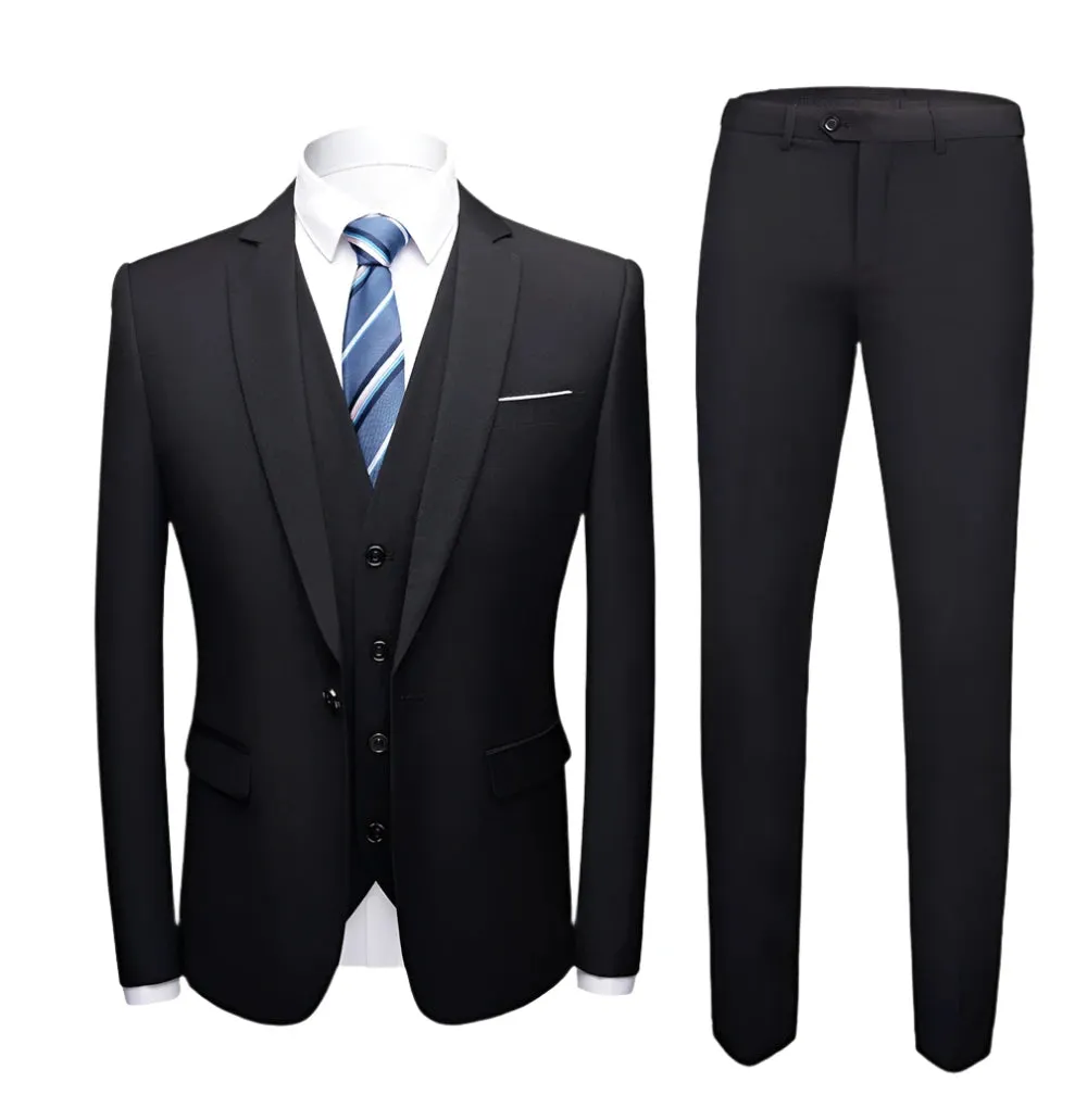 Luxury Designer Blazers Elegant Business Full Vest Pants Coats 1 Button Jackets 3 Pcs Set