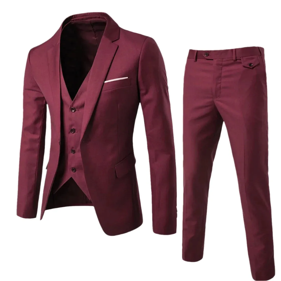 Luxury Designer Blazers Elegant Business Full Vest Pants Coats 1 Button Jackets 3 Pcs Set