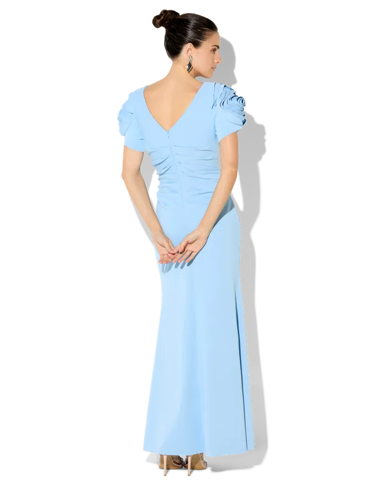 Monet Sky Blue Rosette Sleeve Gown