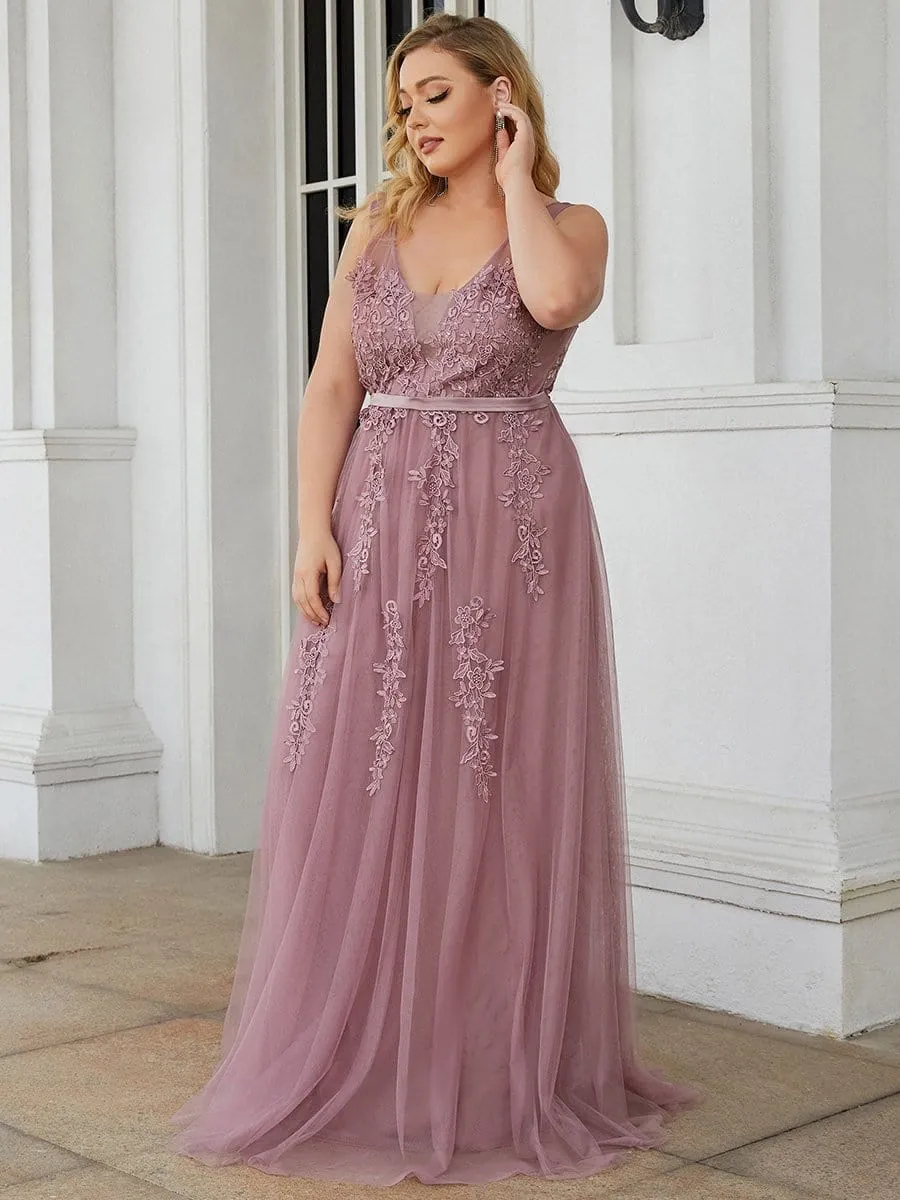 Plus Size Maxi Long Elegant Ethereal Tulle Evening Dress