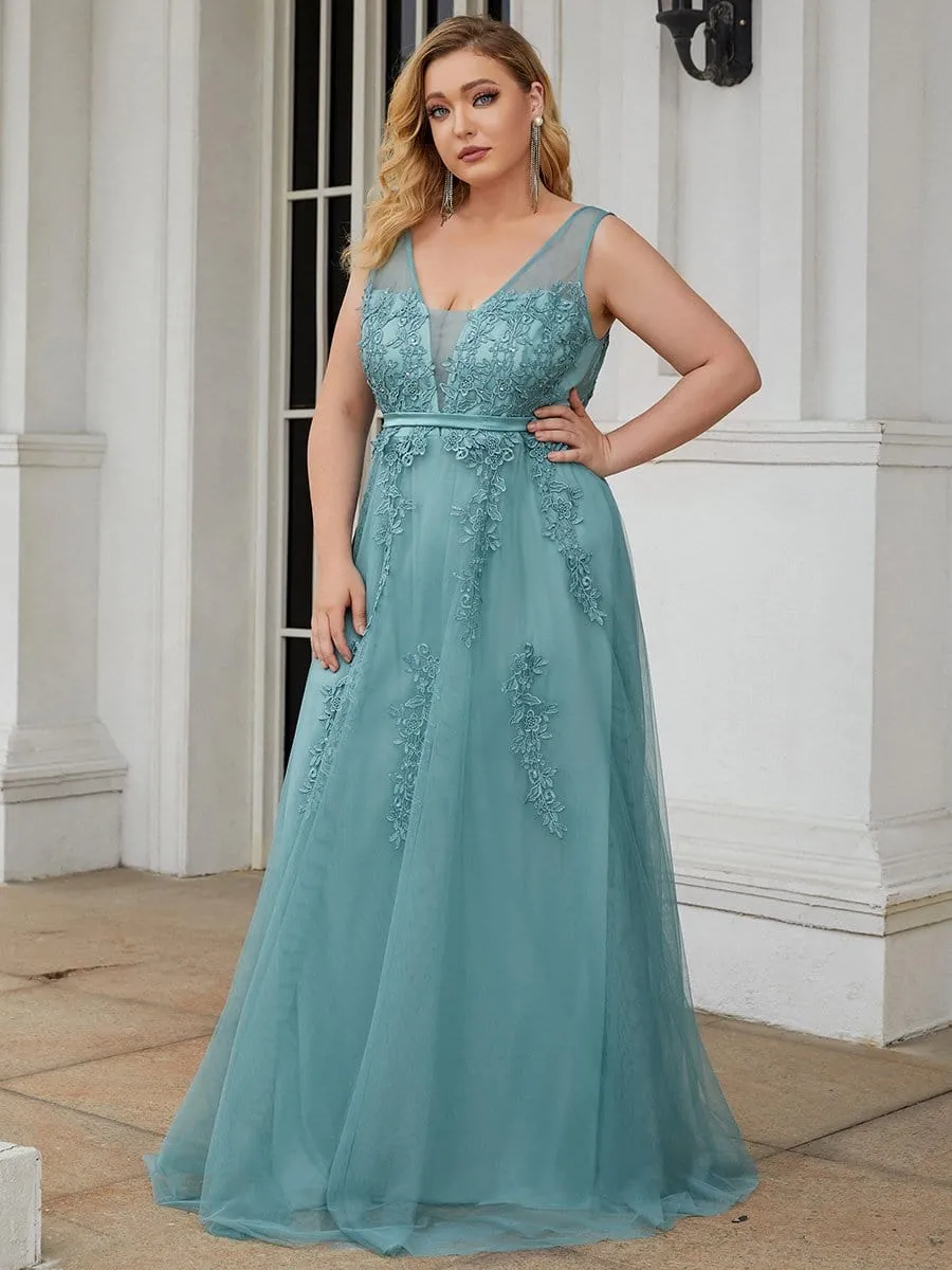 Plus Size Maxi Long Elegant Ethereal Tulle Evening Dress