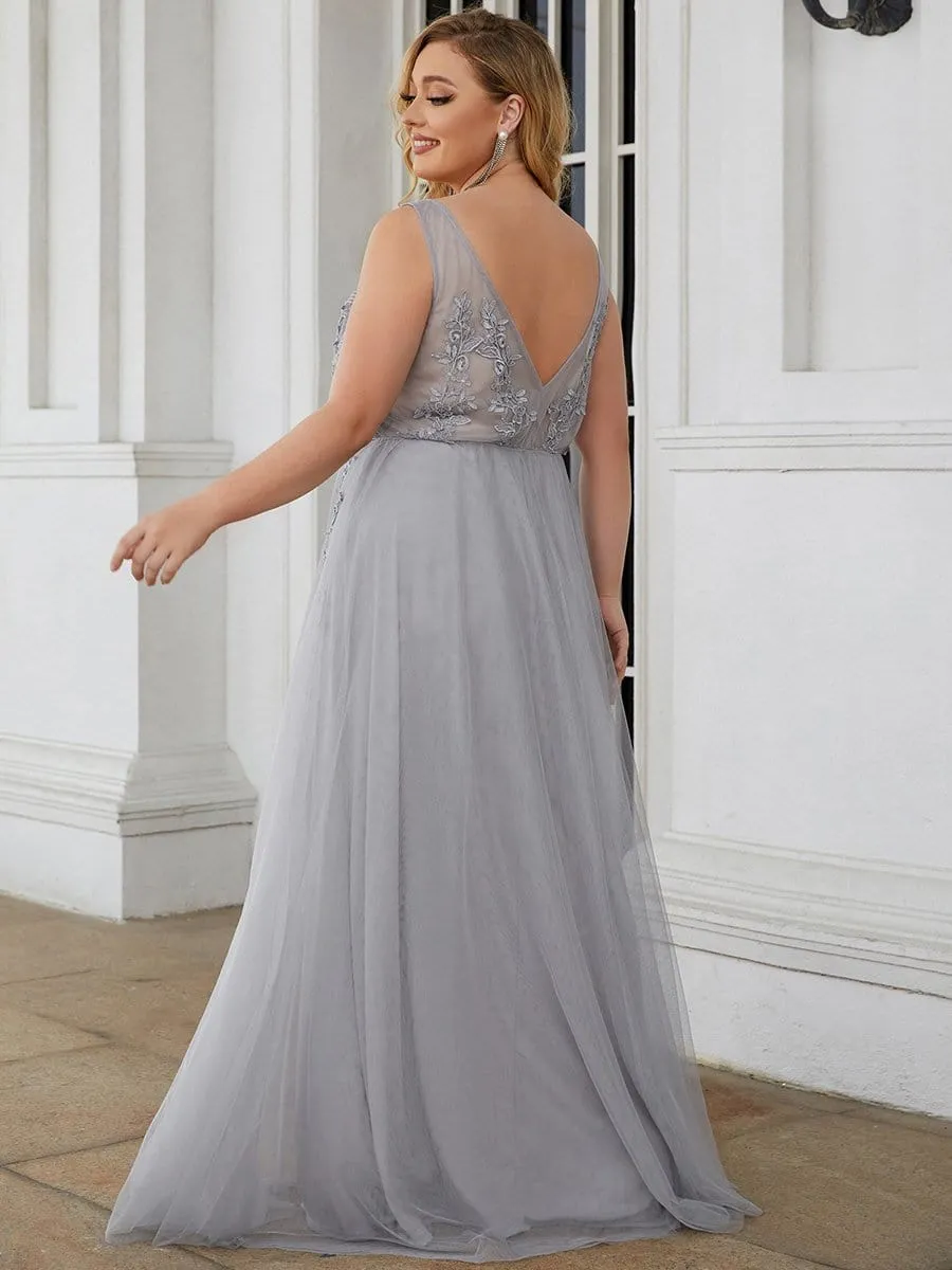 Plus Size Maxi Long Elegant Ethereal Tulle Evening Dress