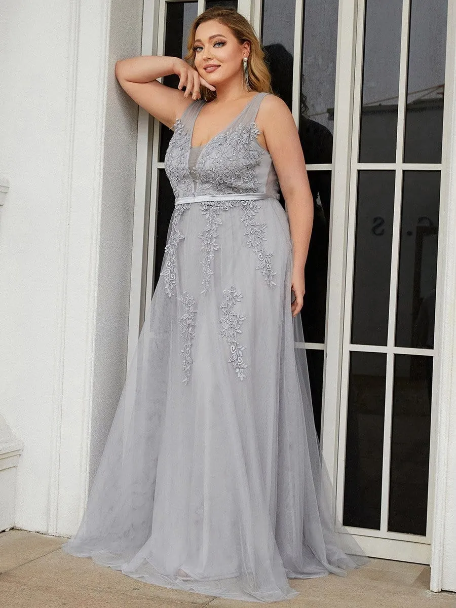 Plus Size Maxi Long Elegant Ethereal Tulle Evening Dress