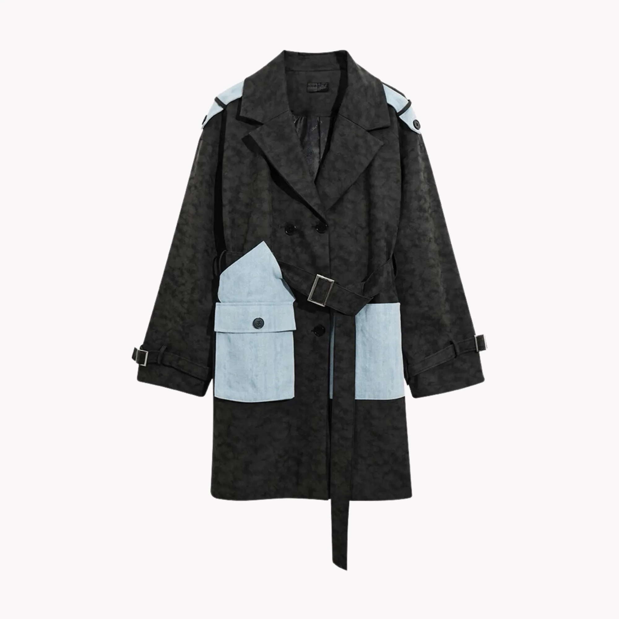 Pre Order:  Contrast Patchwork Belted Trench Coat