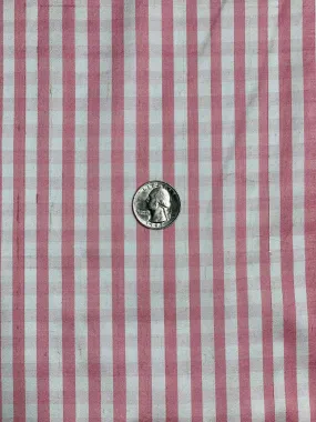 Rose Pink White Gingham Shantung 741 Fabric