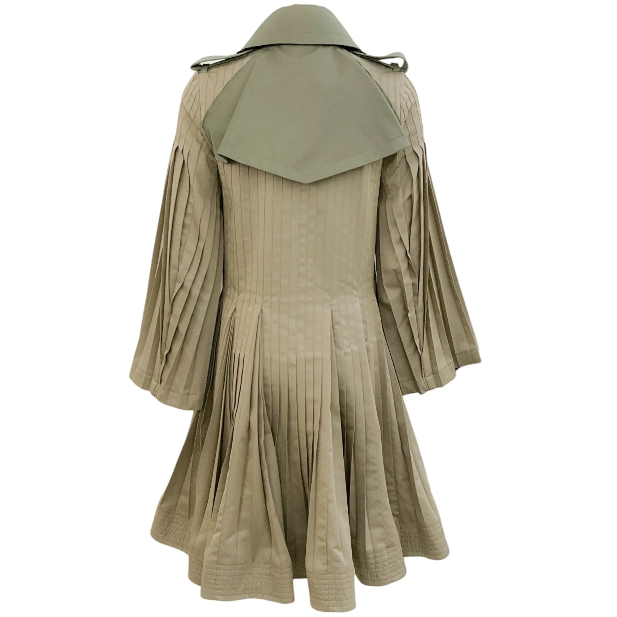 Sacai Khaki Pleated Swing Trench Coat