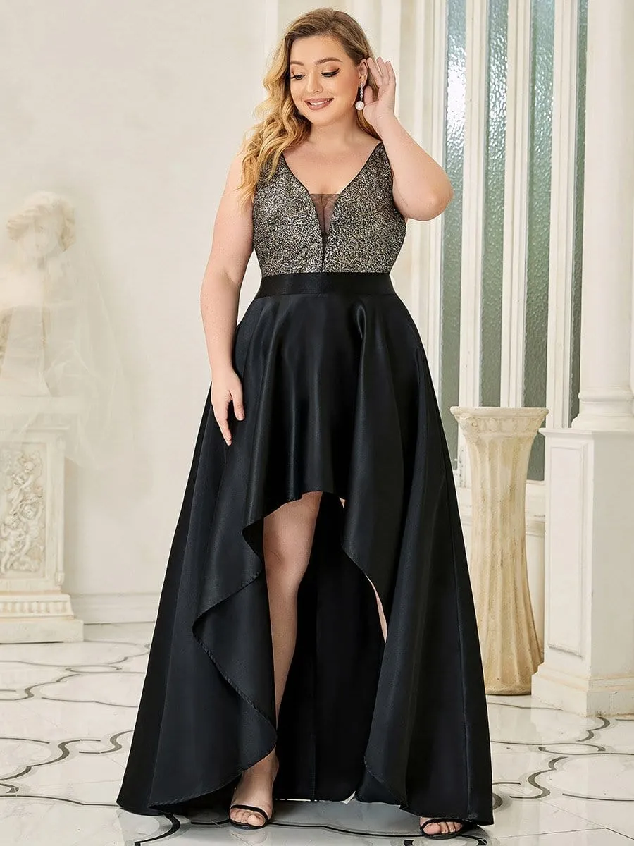 Sparkly Plus Size Prom Dresses for Women with asymmetrical hems