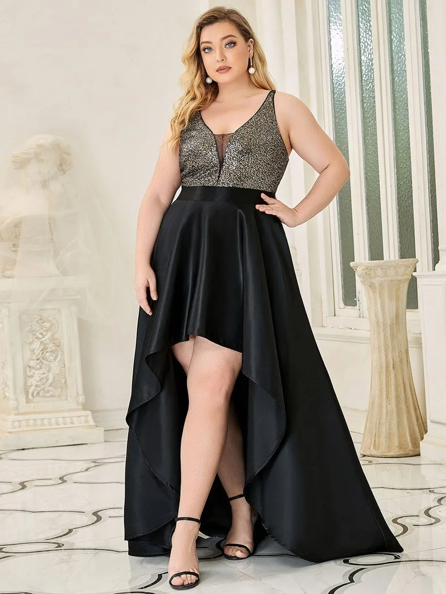 Sparkly Plus Size Prom Dresses for Women with asymmetrical hems