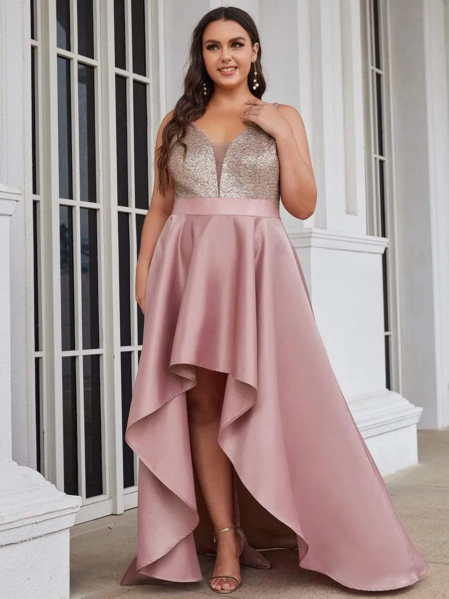 Sparkly Plus Size Prom Dresses for Women with asymmetrical hems