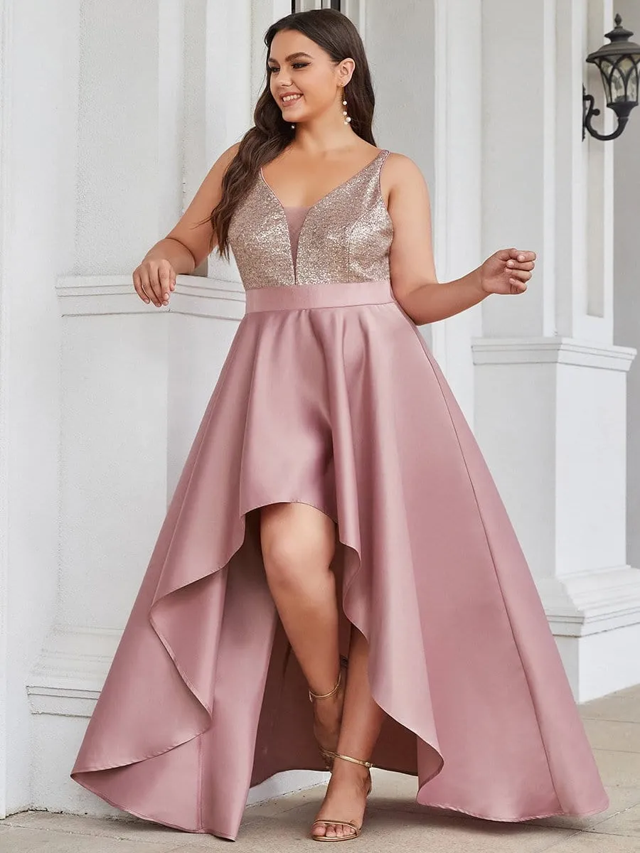 Sparkly Plus Size Prom Dresses for Women with asymmetrical hems