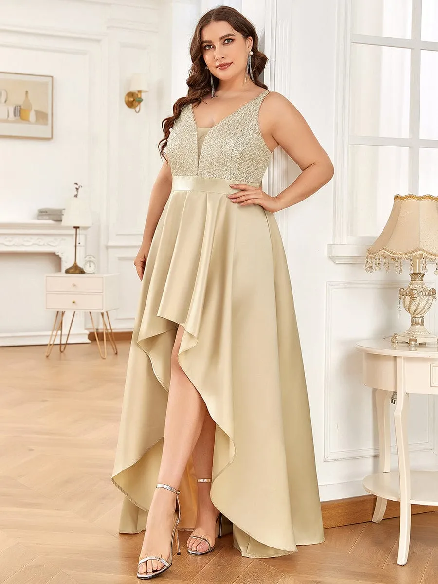 Sparkly Plus Size Prom Dresses for Women with asymmetrical hems