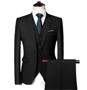 Stylish Designer Blazers Elegant Formal Business Luxury Full Vest Pants Coats Jackets 2-Button 3 Pcs Set