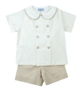 The Bailey Boys Khaki Stripe Dressy Short Set