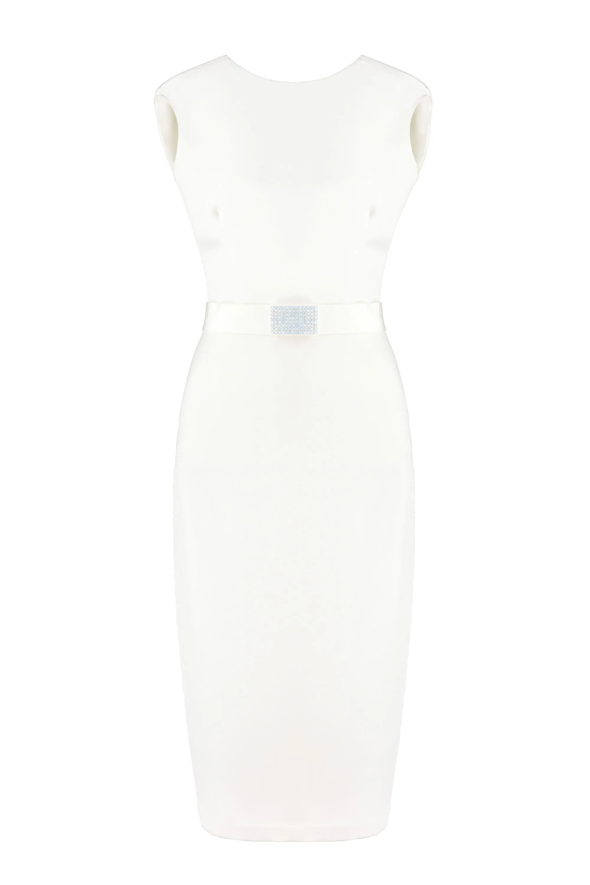 WHITFIELDIA IVORY SILK MIDI DRESS WITH THE BELT