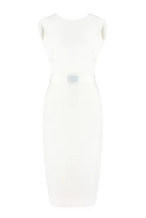 WHITFIELDIA IVORY SILK MIDI DRESS WITH THE BELT