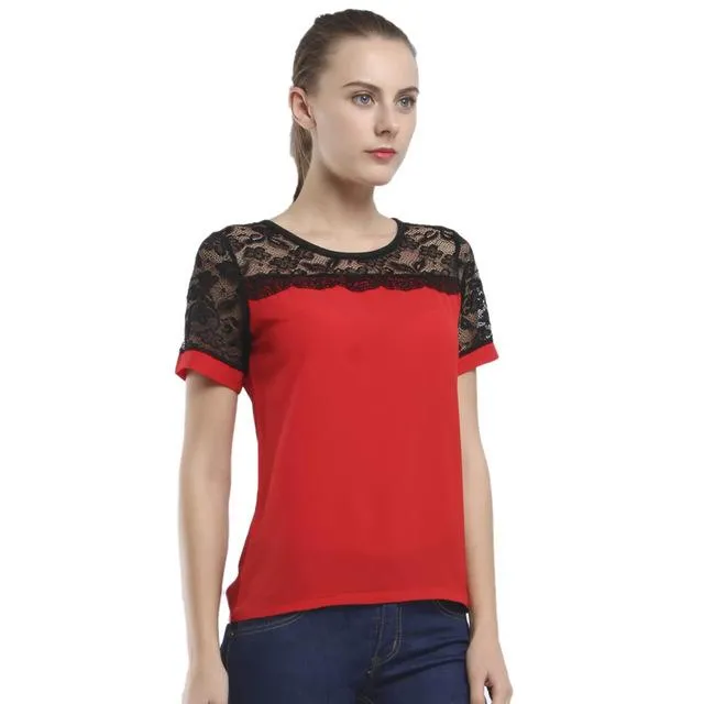 Women Blouses Summer Lace Chiffon Blouse Casual Blusa Feminina Tops Fashion Chemise Femme Shirts Plus Size 5XL Red White Pink