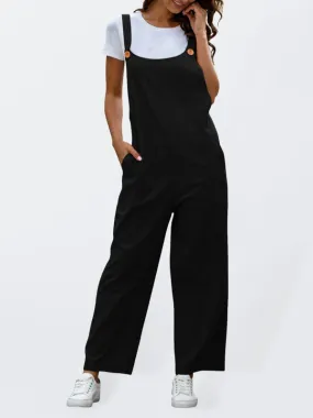 Women's Woven Retro Casual Long Overalls